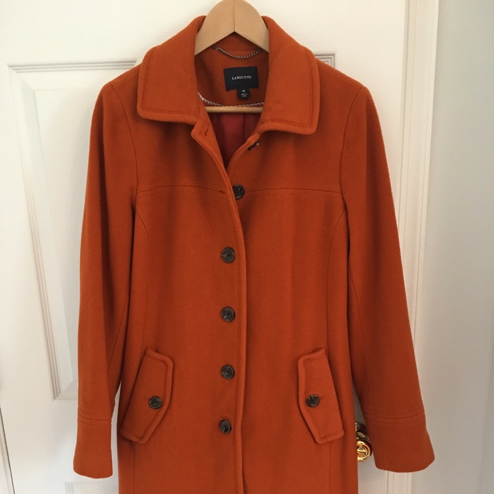 Lands end long wool coat